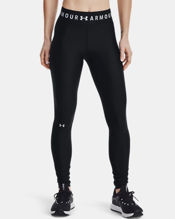 Damen HeatGear® Armour Branded WB Full-Length-Leggings, Black, pdpMainDesktop image number 1